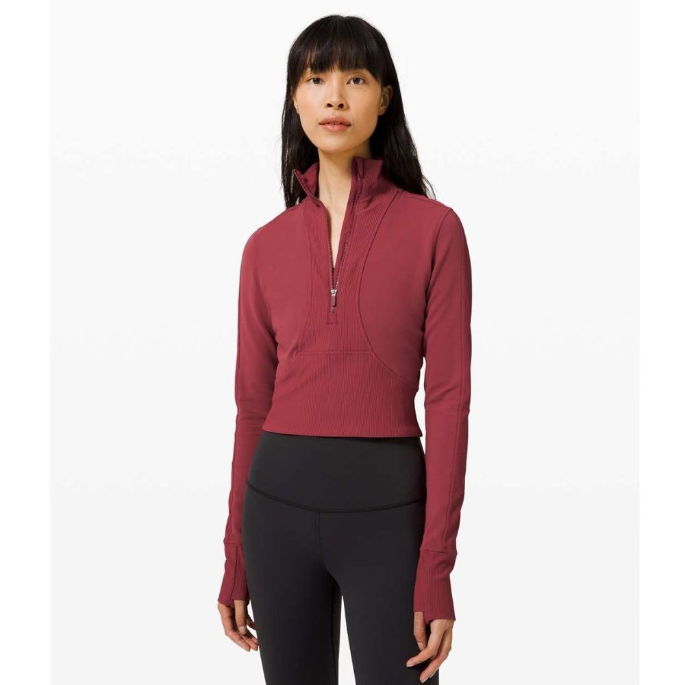Lululemon Take it in Stride 1/2 Zip / Size 6 / Chianti Long Sleeve Cropped